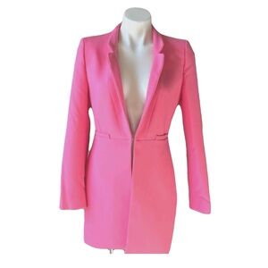 ZARA Pink Front Pocket Deep V Inverted Lapel Blazer, XS